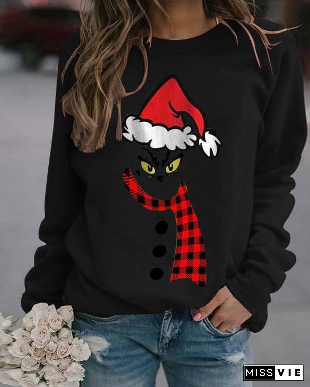 Christmas Print Long Sleeves Casual Daily Sweatshirts