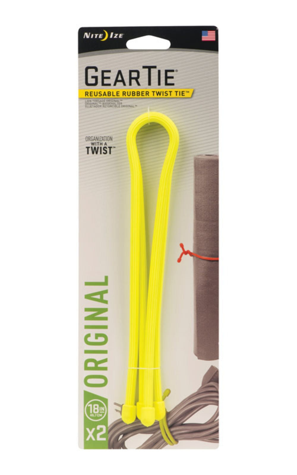 TWIST TIE NEON YLW 18