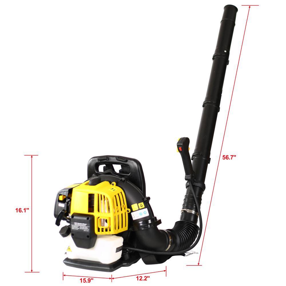 Kadehome 179 MPH 530 CFM 52cc 2-Cycle Gas Backpack Leaf Blower with Extension Tube GH-068