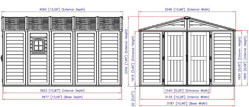 Duramax 10.5' x13' Woodbridge Plus Vinyl Storage Shed w/Foundation Kit