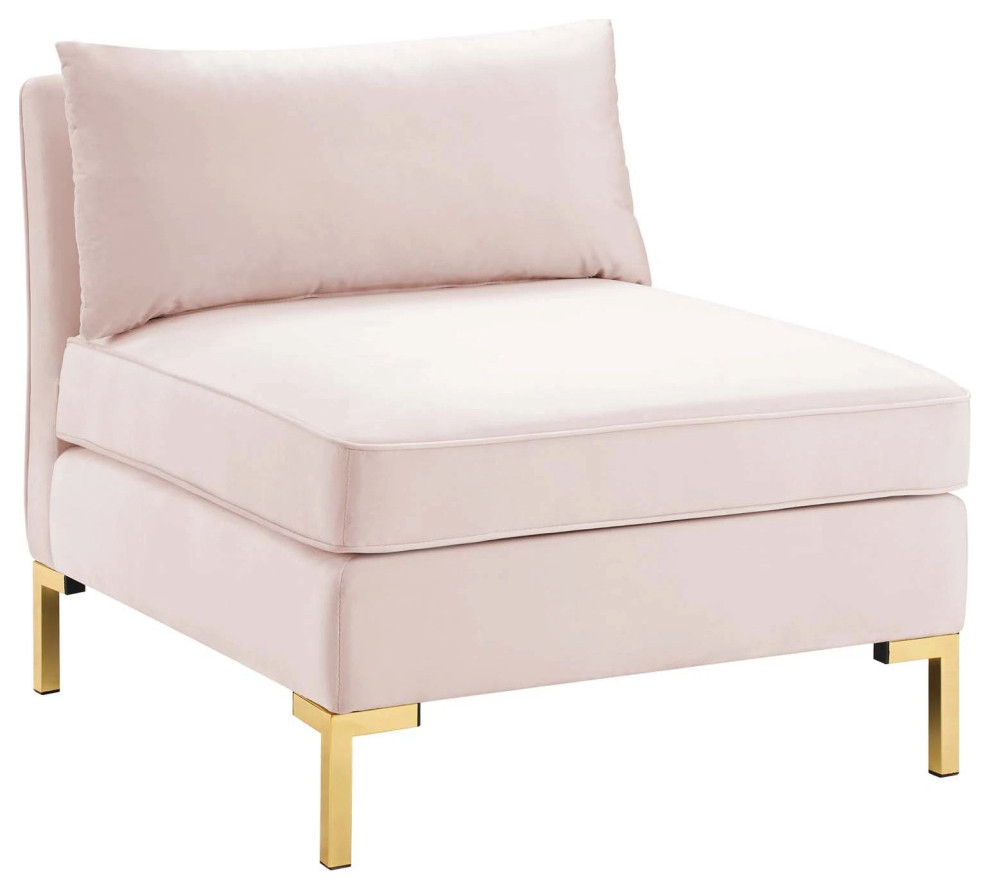 Kayla Pink Performance Velvet Armless Chair   Contemporary   Armchairs And Accent Chairs   by V.S.D Furniture  Houzz