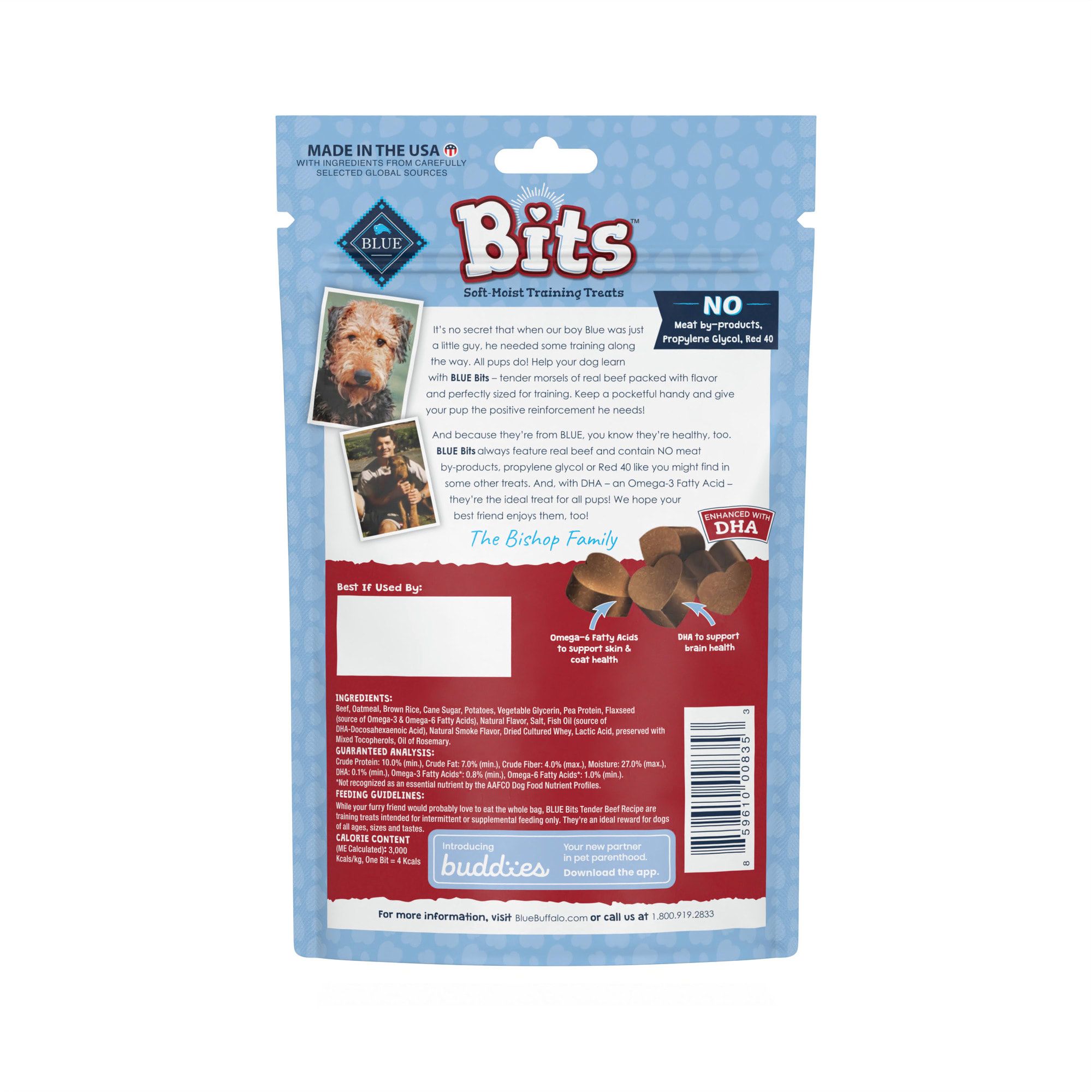 Blue Buffalo Blue Bits Tender Beef Soft-Moist Training Dog Treats， 4 oz.