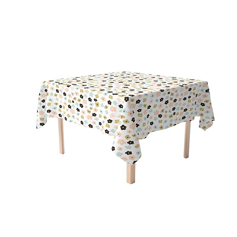 Square Tablecloth， 100% Polyester， 54x54， Cartoon Flowers