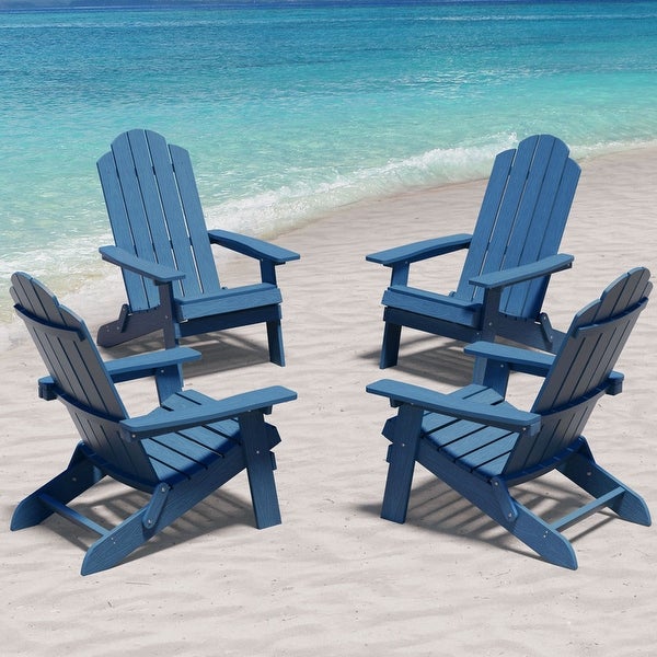 WINSOON All Weather HIPS Outdoor Folding Adirondack Chairs Outdoor Chairs Set of 4 - Overstock - 36011386