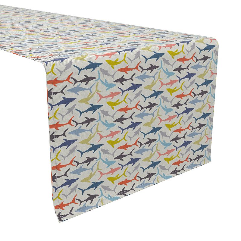 Table Runner， 100% Cotton， 16x72， Shark Waters