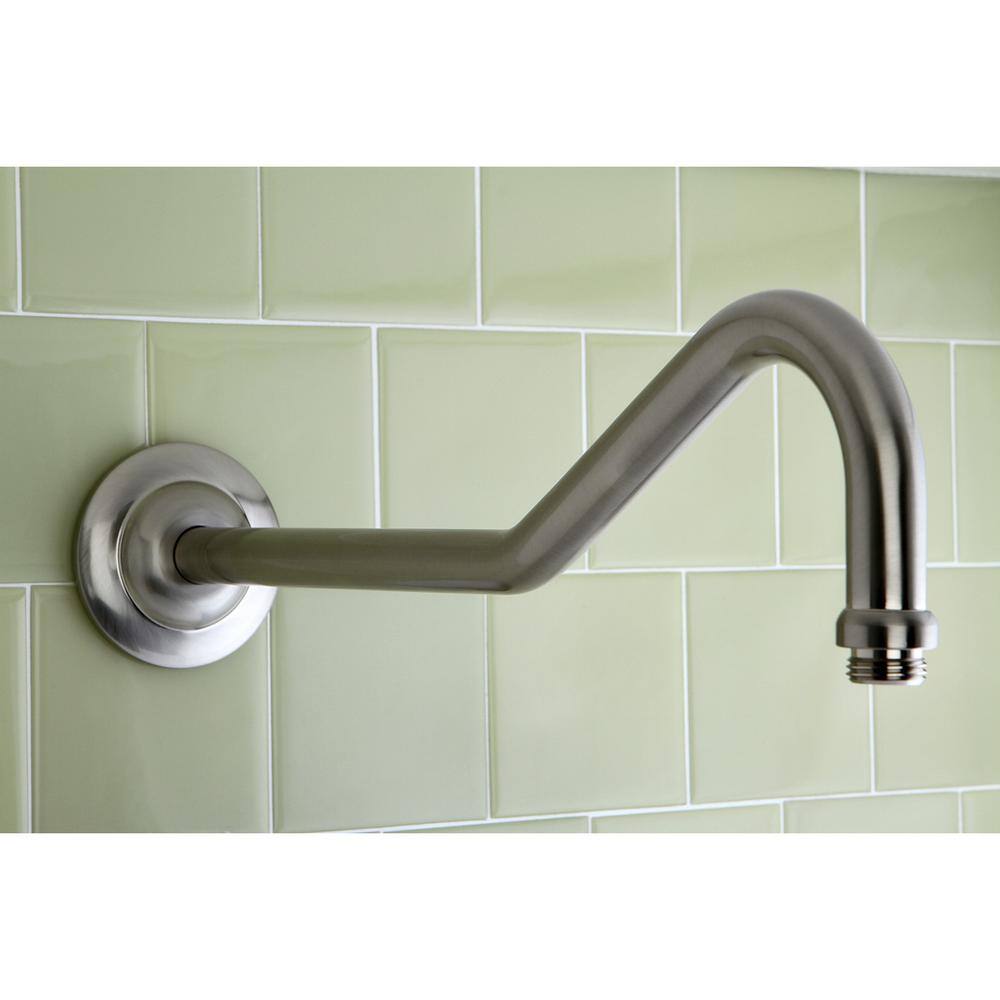 Kingston Brass Restoration Rain Drop 17 in. Shower Arm with Flange in Brushed Nickel HK117C8