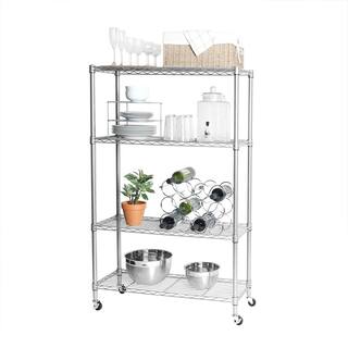 Seville Classics Silver 4-Tier Heavy Duty Steel Wire Garage Storage Shelving Unit (36 in. W x 56.5 in. H x 14 in. D) SHE15385B