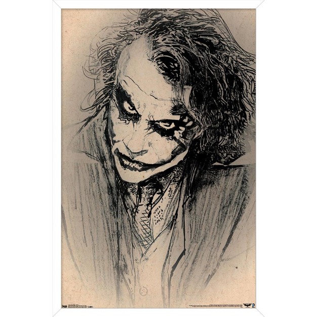 Trends International Dc Comics Movie The Dark Knight The Joker Sketch Framed Wall Poster Prints