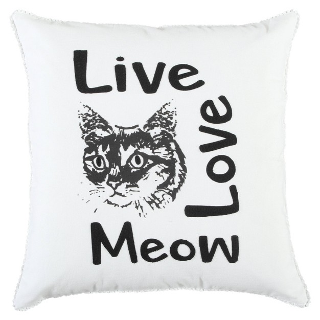 Oversize x27 live Love Meow x27 Square Throw Pillow Cover Rizzy Home