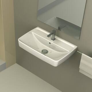 Nameeks Duru Wall Mounted Bathroom Sink in White CeraStyle 035100-U-One Hole