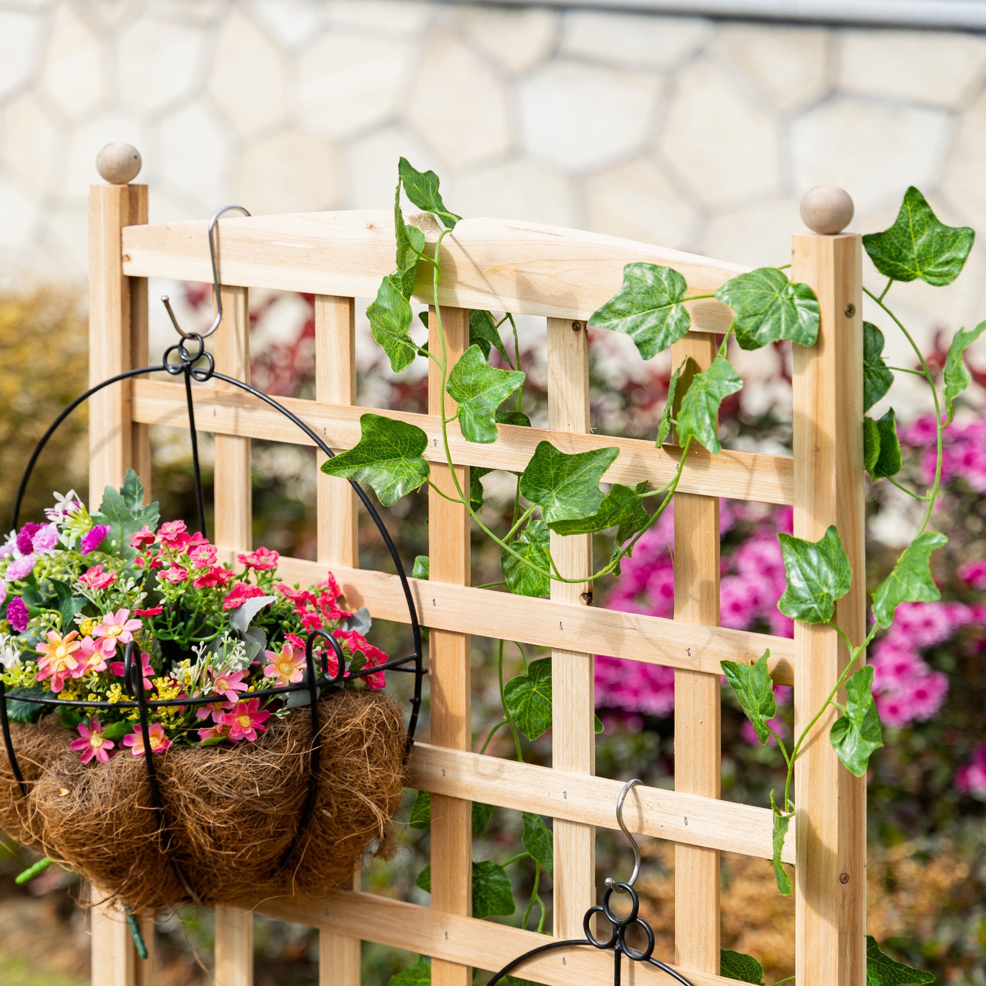 Outsunny 24" x 12" x 49" Raised Garden Bed with Trellis Board Back