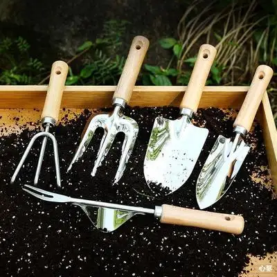 5 Piece Gardening Tool Set Heavy Duty Gardening Kit with Set Wooden Handle and Scale Design Gardening Gifts Accessories for Plan