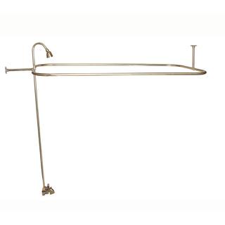 Pegasus 2-Handle Claw Foot Tub Faucet with Riser 54 in. Rectangular Shower Ring and Showerhead in Polished Brass 4190-54-PB