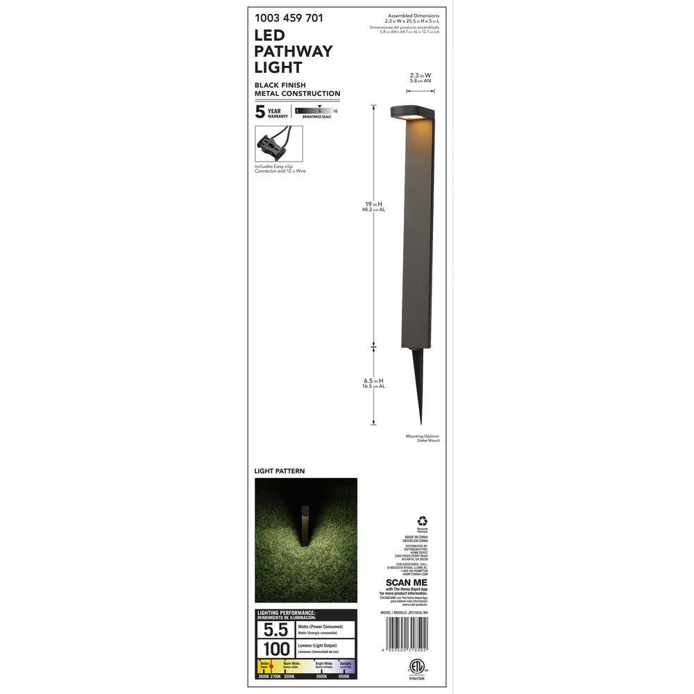 Hampton Bay 9-Watt Millennium Black Outdoor Integrated LED Landscape Path Light JPZ1502LBK