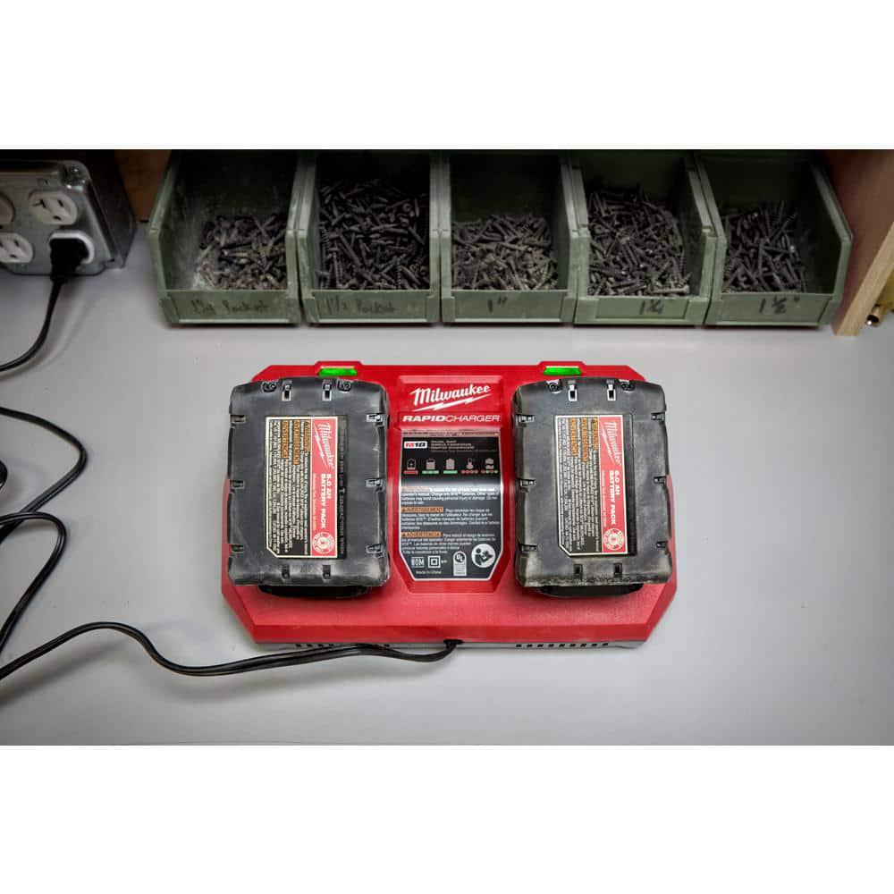 Milwaukee M18 18Volt LithiumIon Dual Bay Rapid Battery Charger with 60Ah Battery Pack