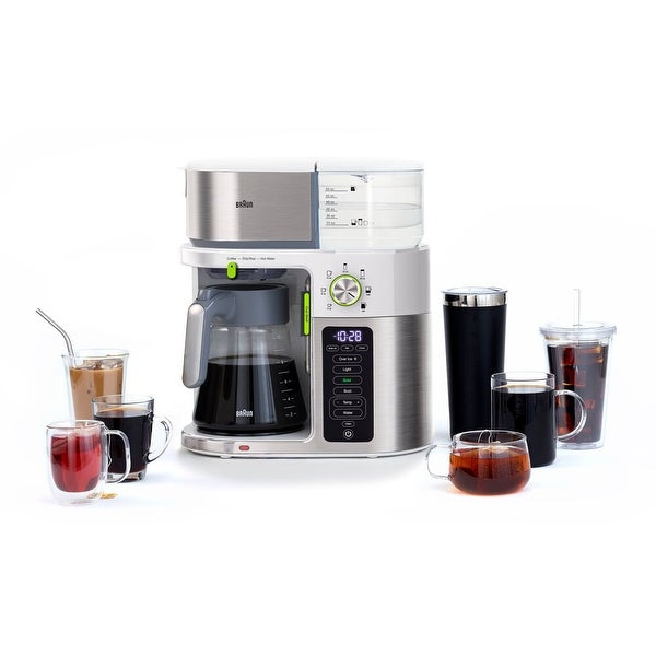 10-Cup Multi Serve SCA Certified Coffee Maker with Internal Water Spout and Glass Carafe in White