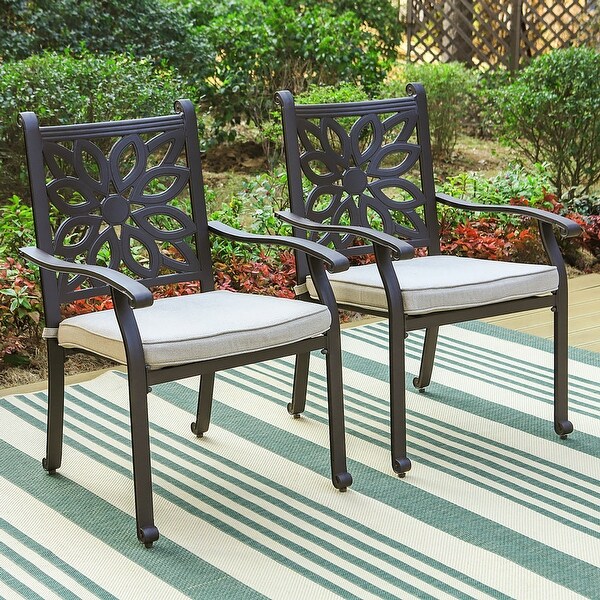 MAISON ARTS 7Piece Cast Aluminum Patio Dining Set with Expandable Rectangular Table and 6 Cast Aluminum Chairs