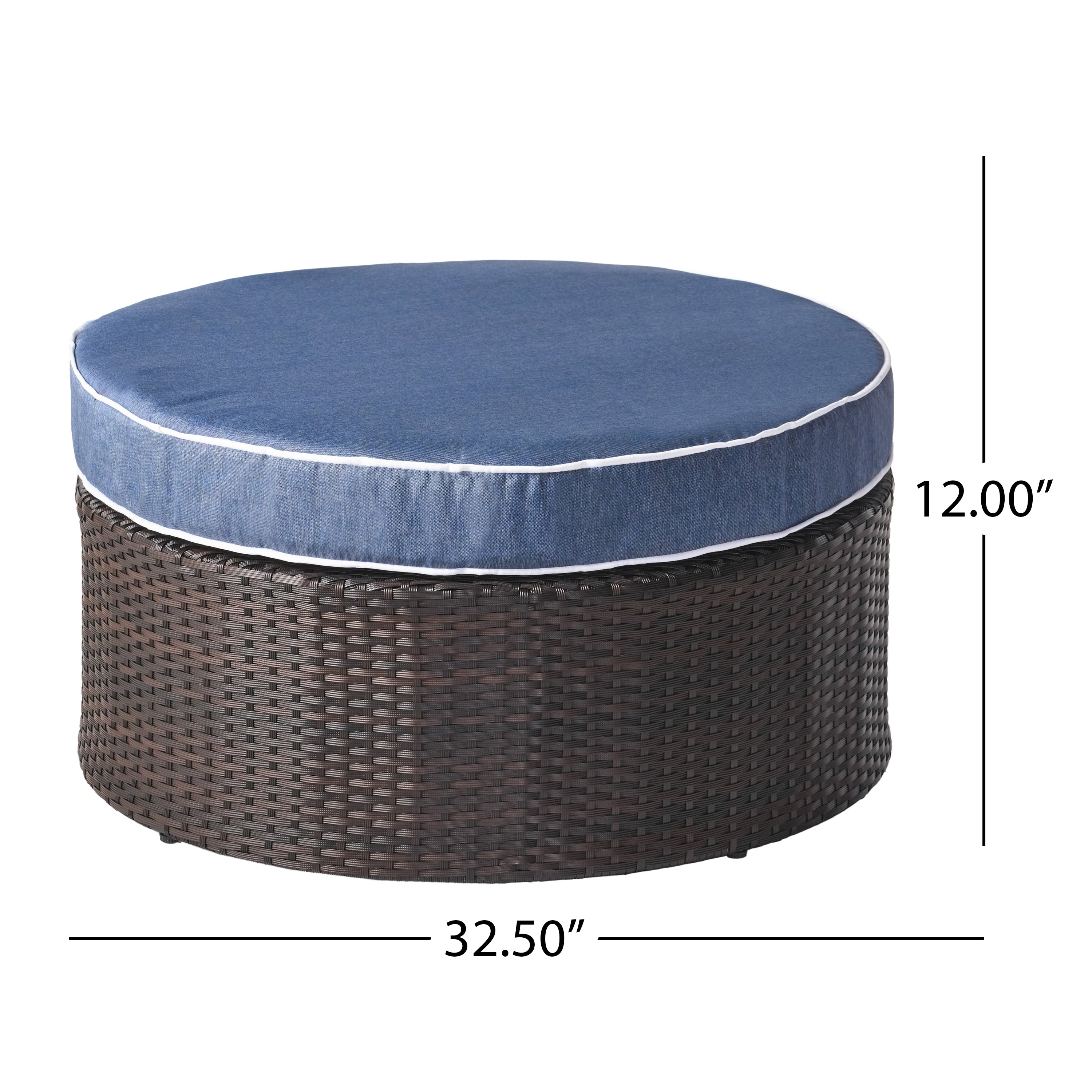 Boden Outdoor Wicker Ottoman with Cushion