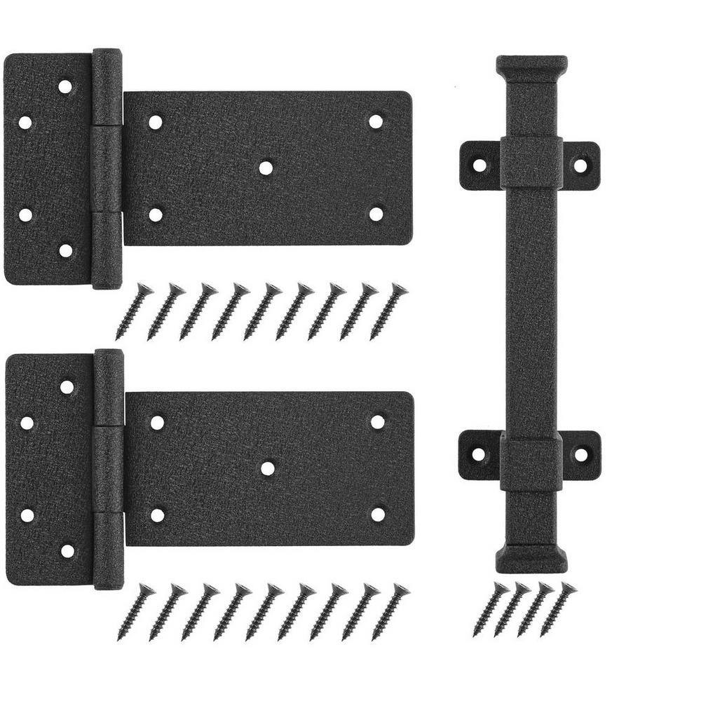 Everbilt Black Rust Defender Decorative Gate Hinge and Pull Set 60234