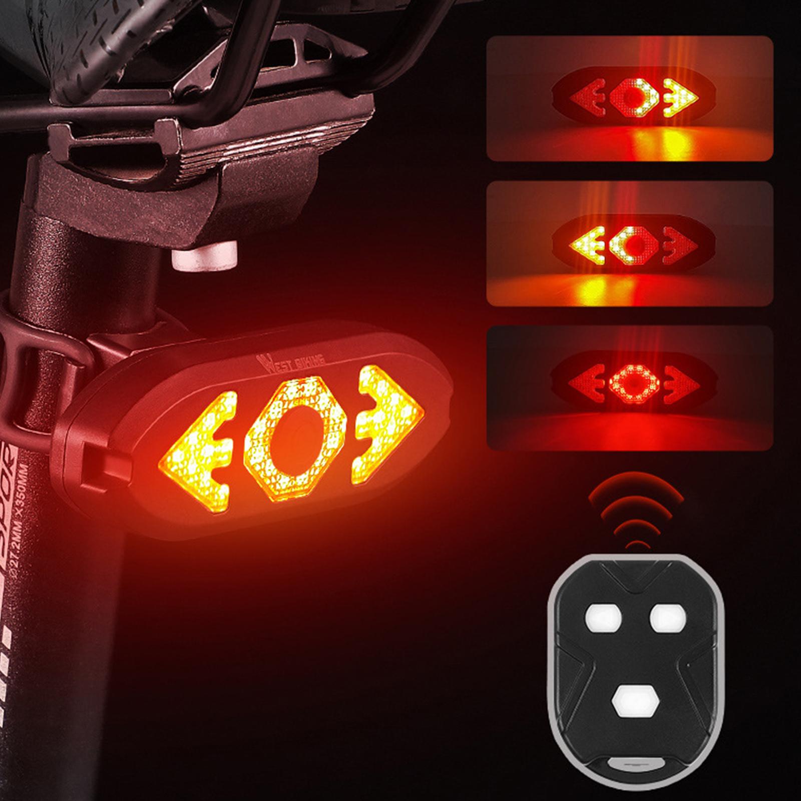 tail Light Turn Signals，Waterproof LED Bike Rear Light Brake Warning Light with Wireless Remote Control， USB Rechargeable Indicators Set