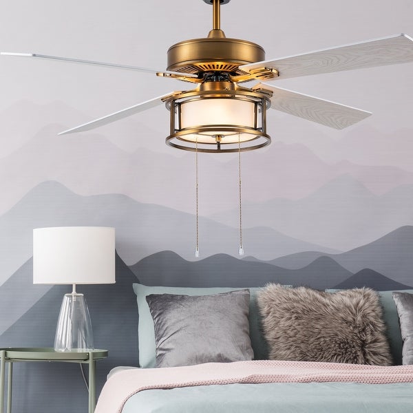 Lena River of Goods Brass and Glass 52-Inch Ceiling Fan with Light - 52