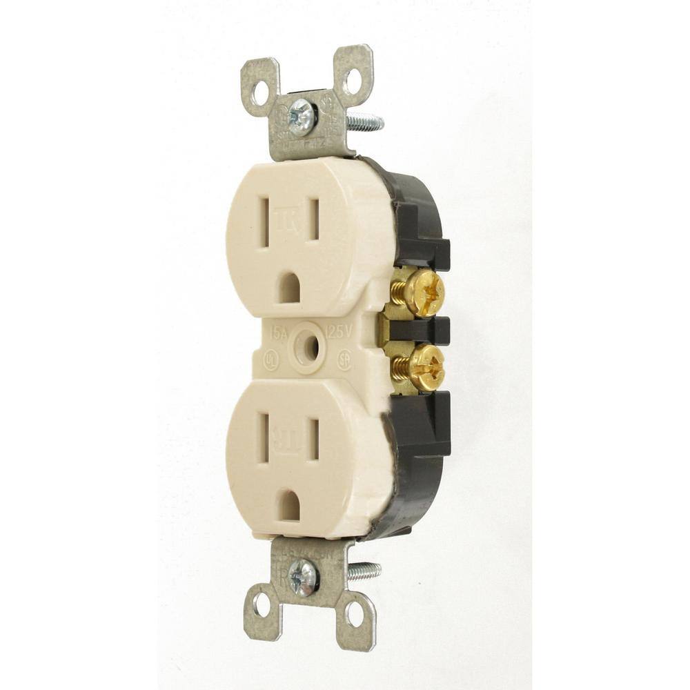 Leviton 15 Amp Tamper Resistant Duplex Outlet Light Almond T5320-T