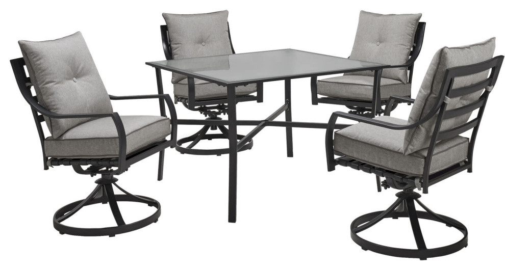 Hanover LAVDN5PC SQ SWV Lavalette 5  PC Steel Framed Olefin   Transitional   Outdoor Dining Sets   by Buildcom  Houzz