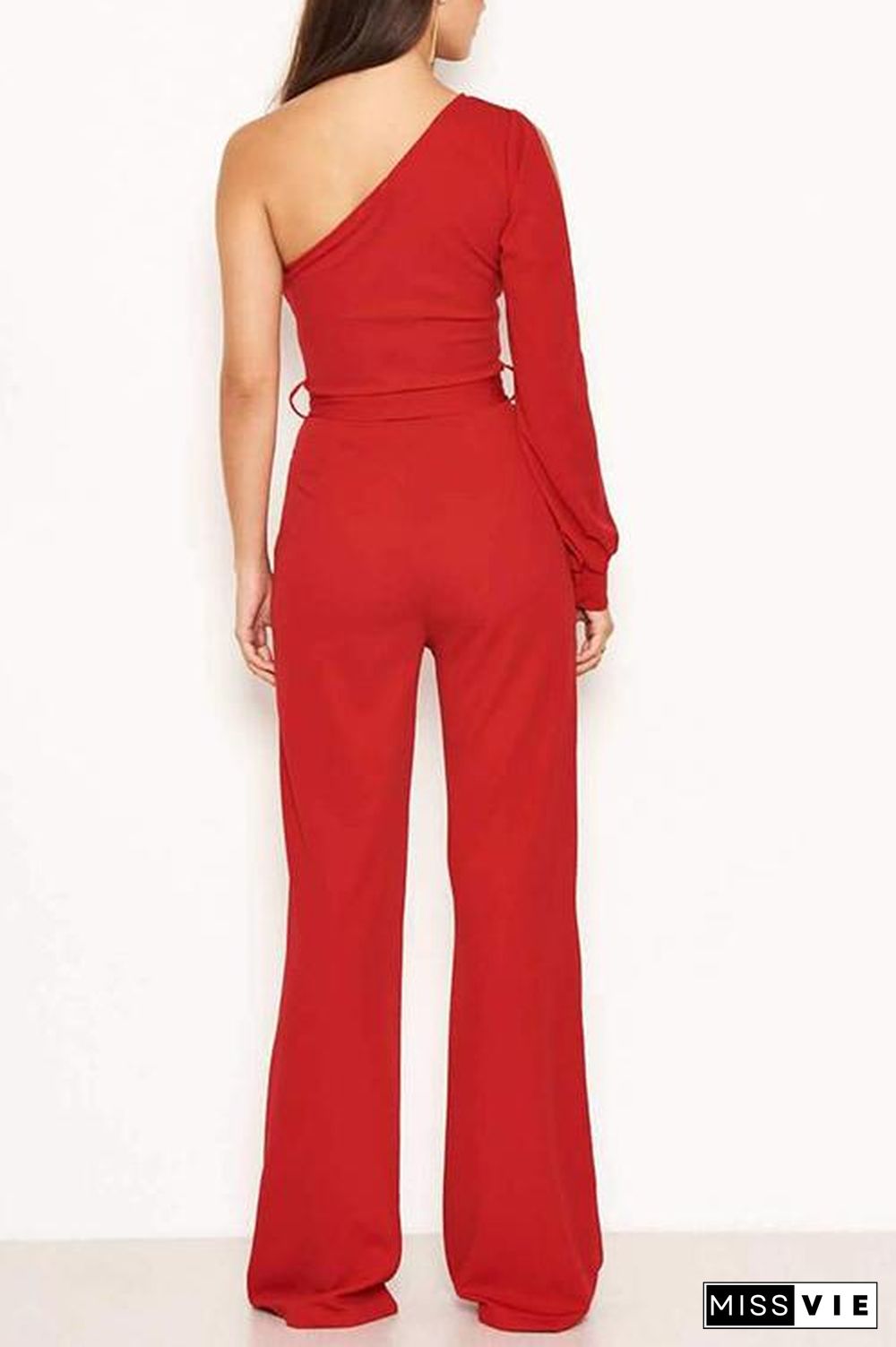 One Shoulder Split Sleeve Jumpsuit