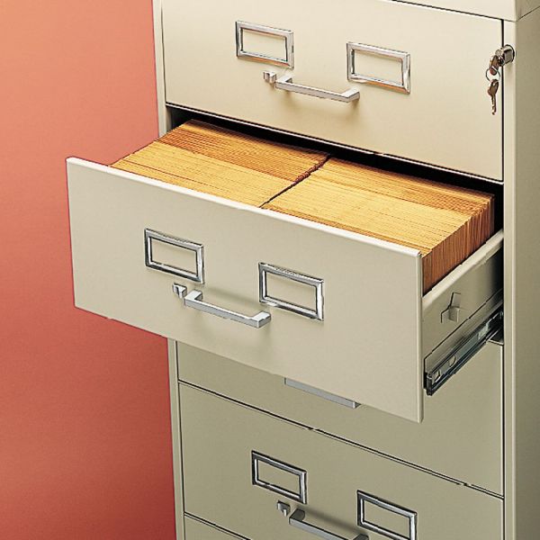 Tennsco Six-Drawer Multimedia/Card File Cabinet， Putty， 21.25