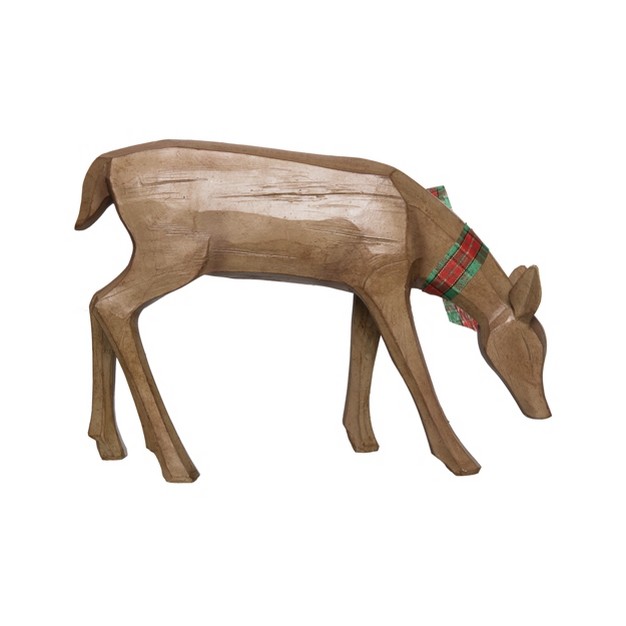 Transpac Resin 9 5 In Brown Christmas Carved Doe Reindeer Figurine