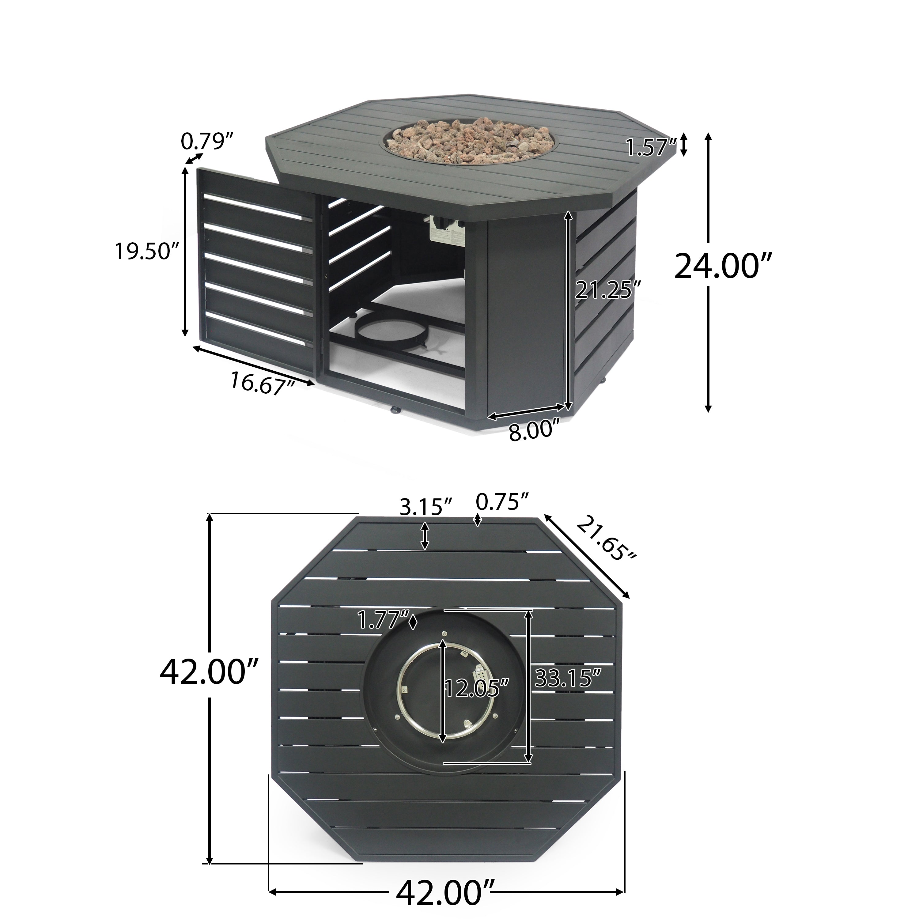 Moira Octagonal Propane Fire Pit Table