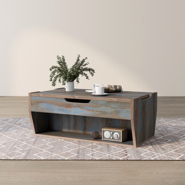 DH BASIC Rustic Lift-top Multi-storage 41-inch Coffee Table by Denhour