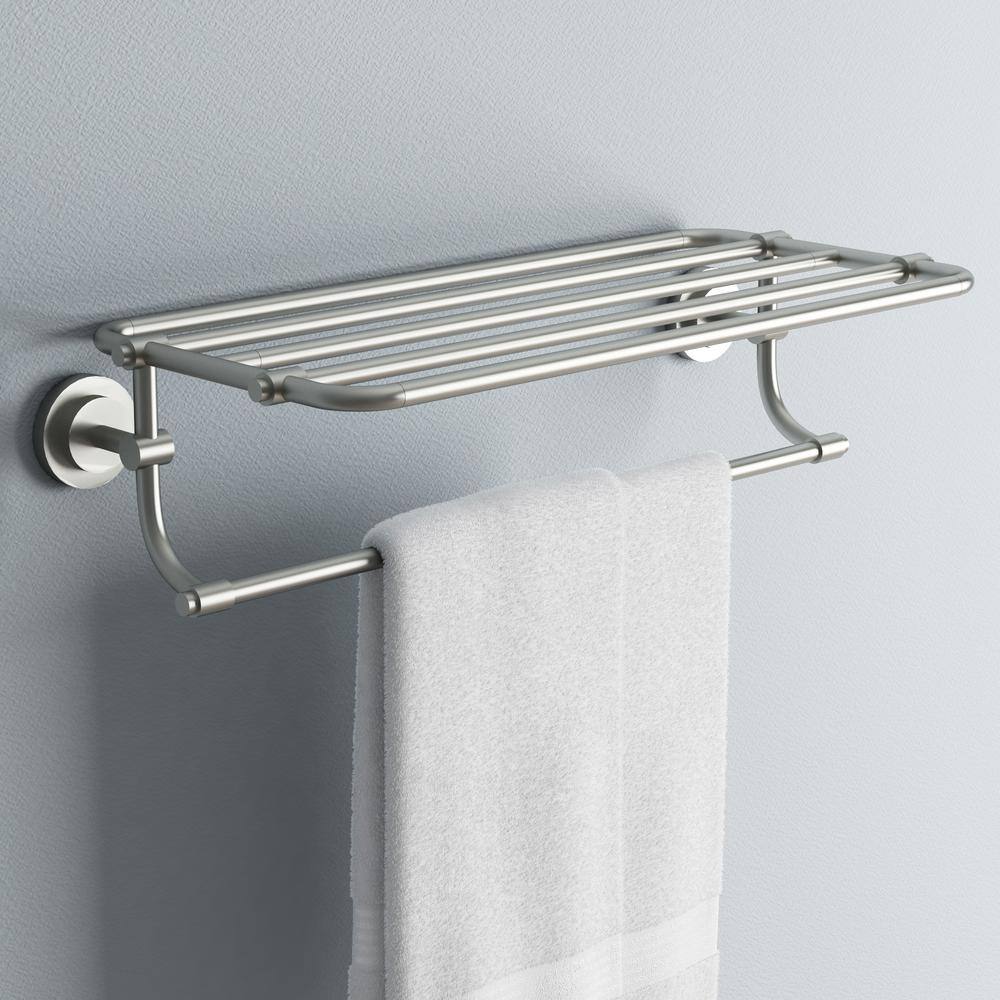 MOEN ISO 10-710 in. L x 6-925 in. H x 26-1920 in. W Zinc Hotel-Style Bathroom Shelf in Brushed Nickel DN0794BN