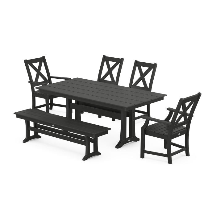 Polywood Braxton 6-Piece Farmhouse Dining Set With Trestle Legs PWS994-1