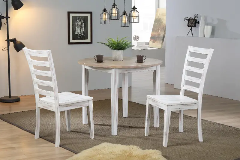 Prescott White and Wheat 3 Piece Dining Room Set