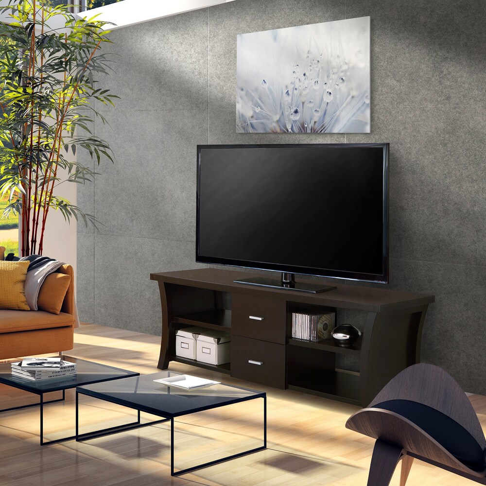 Lynarra Contemporary 2 Drawer TV Console with Open Shelving by Furniture of America