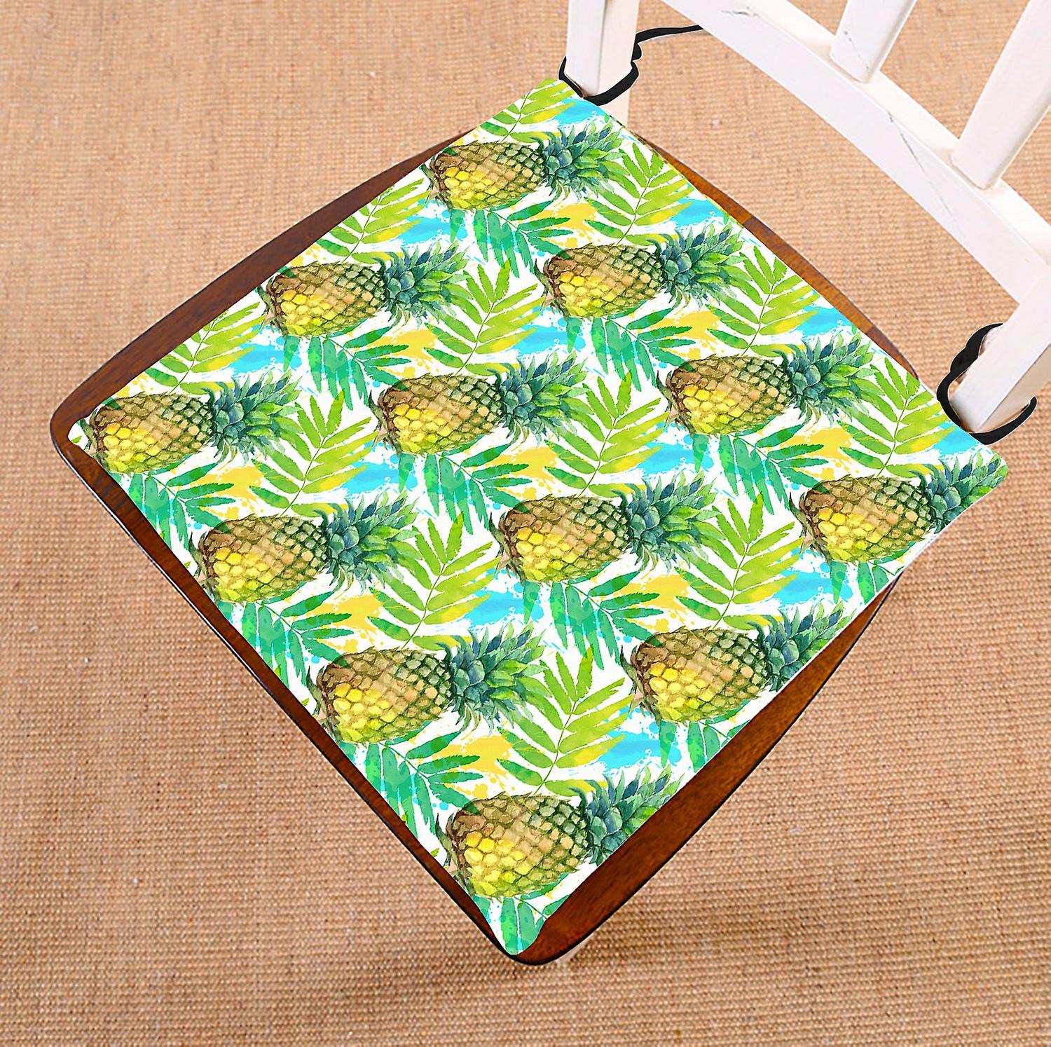 Tropical Beach Chair Pad， Watercolor Painted Green Pineapples And Leaves Seat Cushion Chair Cushion Floor Cushion 45x45 Cm