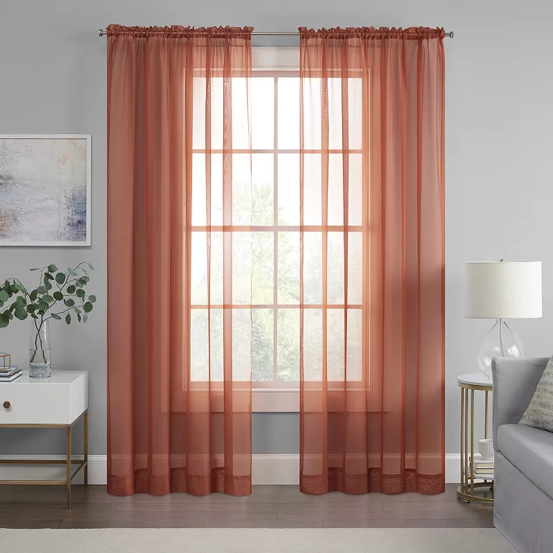 eclipse Livia Sheer Voile Rod Pocket Window Curtain Panel