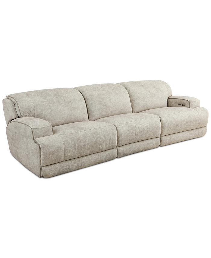 Furniture Sebaston 3-Pc. Fabric Sofa with 3 Power Motion Recliners