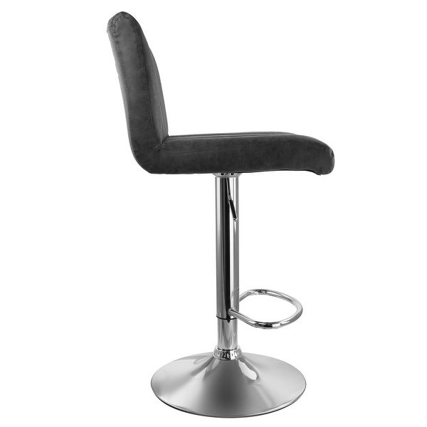 Elama 2 Piece Vintage Faux Leather Adjustable Bar Stool in Gray with Black Base