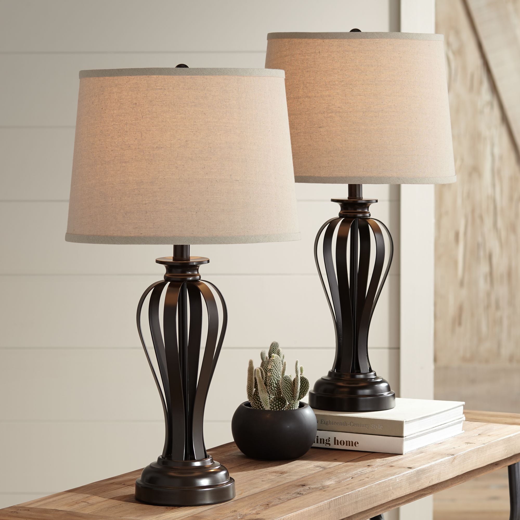 Regency Hill Rustic Farmhouse Table Lamps Set of 2 26 1/2