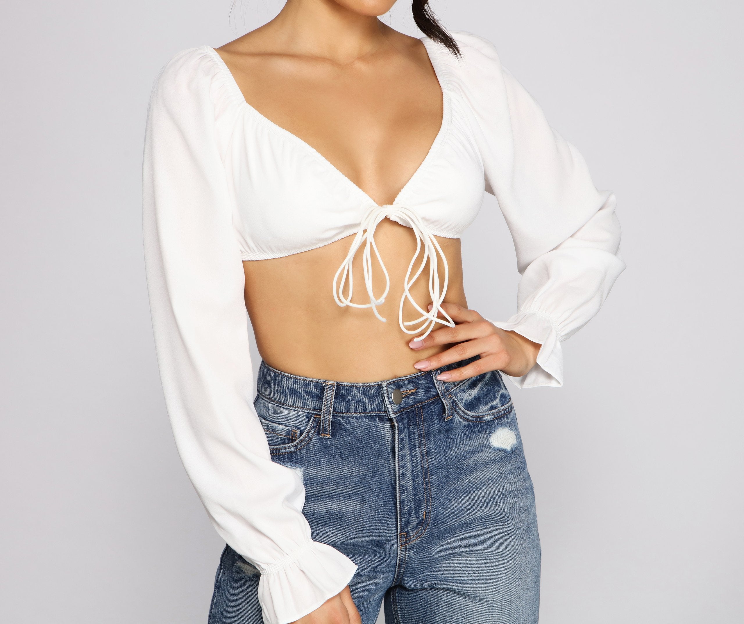 So Sprung Tie Front Crop Top