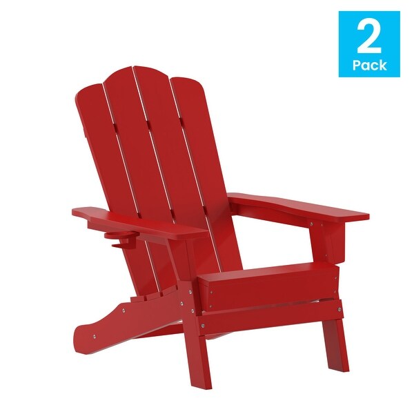 Set of 2 Commercial AllWeather Adirondack Chairs with Cupholders