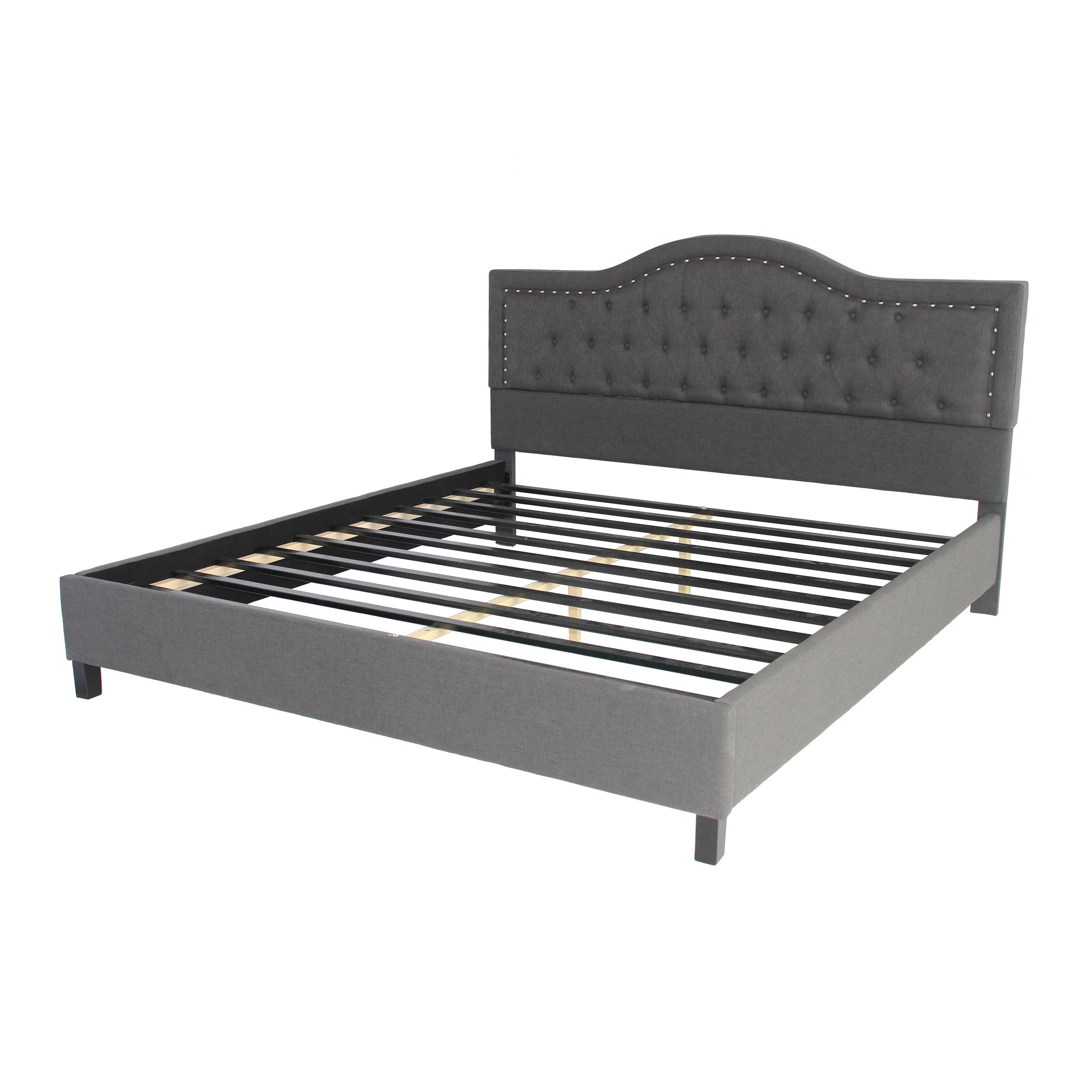 Dante Contemporary Upholstered Bed Set with Nailhead Trim