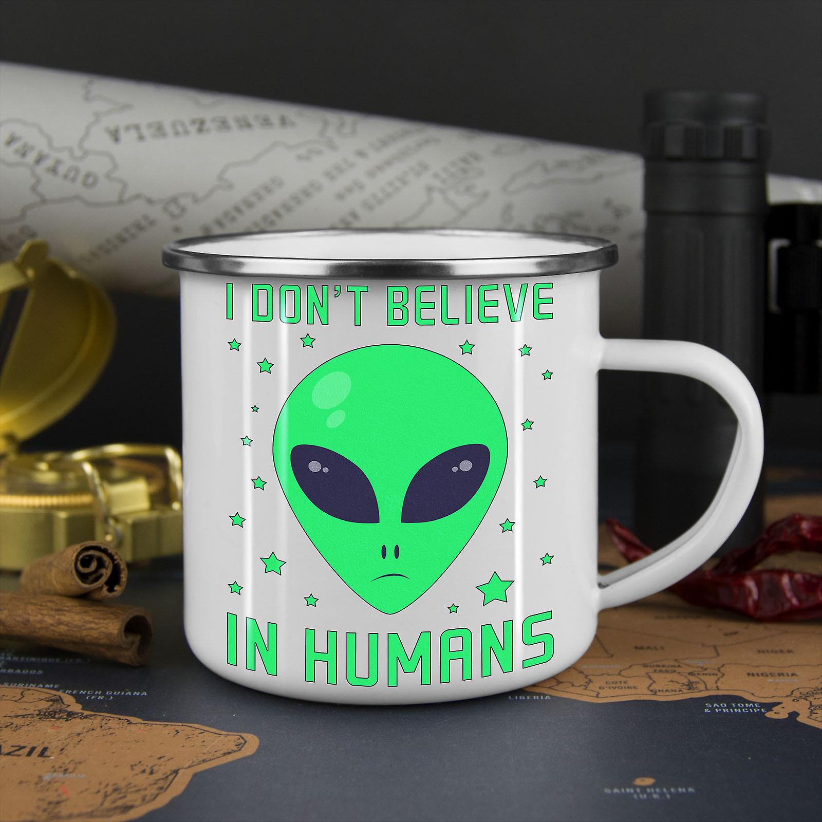 Humans Don't Exist NEW WhiteTea Coffee Enamel Mug10 oz | Wellcoda