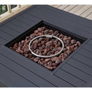 Hampton Bay Vendome 42 in. x 24 in. Square Aluminum Propane Fire Pit in Grey Vendome42G 1 PC