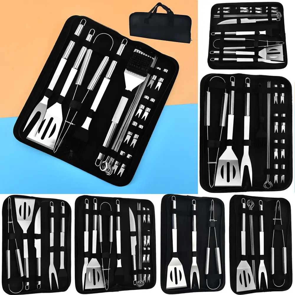 29pcs Outdoor Camping Korean Utensils Cooking Stainless Steel Barbecue Portable Grill Bbq Tools Set