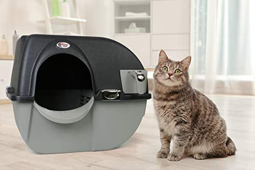 Omega Paw Large Elite Self-Cleaning Litter Box， Black