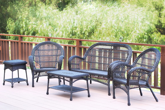 Jeco 5pc/Case Santa Maria Espresso Wicker Conversa...