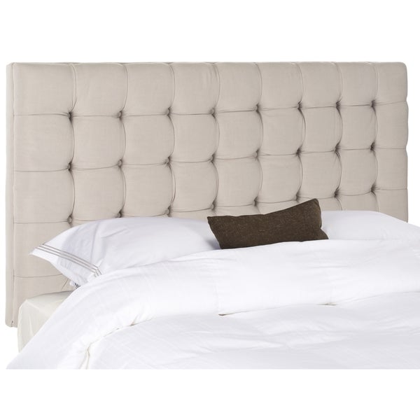 SAFAVIEH Lamar Taupe Linen Upholstered Tufted Headboard - - 7894353